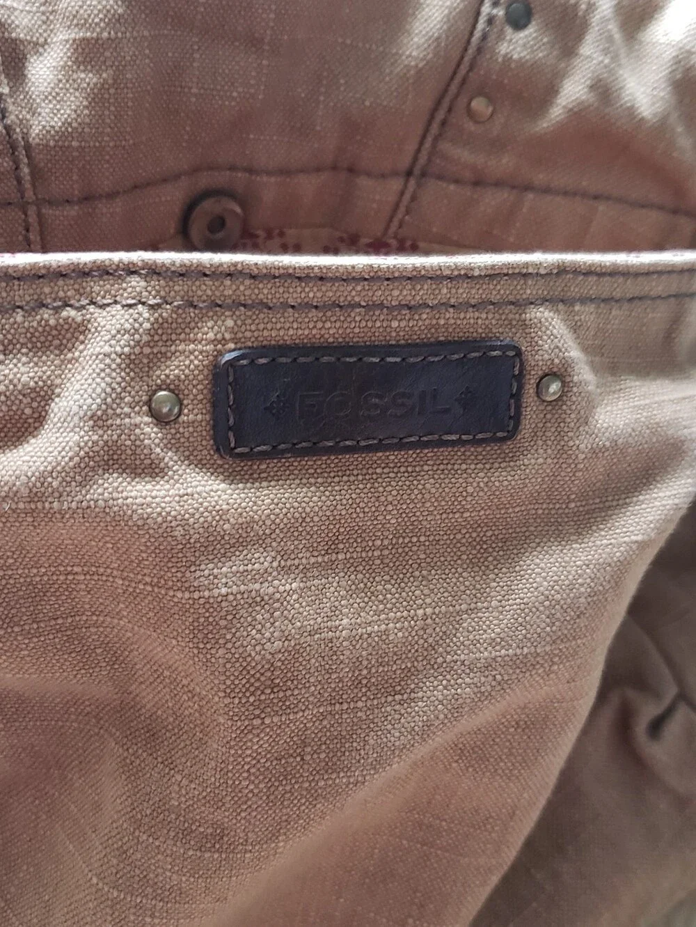 Large Vintage Fossil Canvas Messenger Bag Crossbody